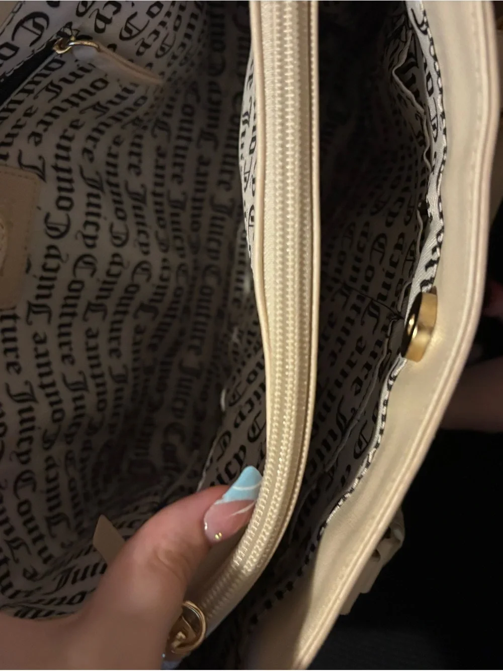 Juicy Couture Beige Checker-Embossed Satchel with Key Charm